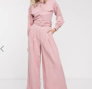 Palones Pleated Belted Jumpsuit in Pink