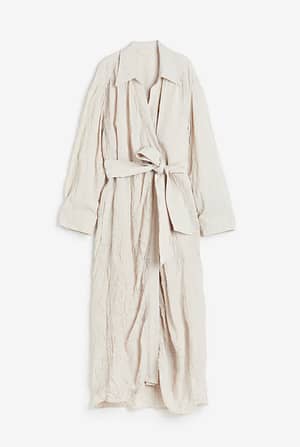 Textured-weave wrap dress