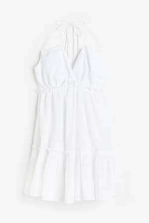 Frill-trimmed halterneck dress
